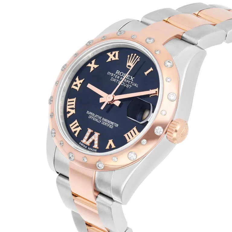 Rolex Ladies Datejust 178341 31mm Dark Blue Dial Scattered Diamond Bezel Oyster Band Steel/Rose Gold Watch – image 6