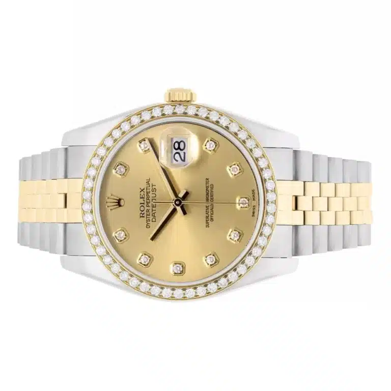 Rolex Datejust 36 116233 Champagne Diamond Dial Diamond Bezel Two Tone Watch – image 3