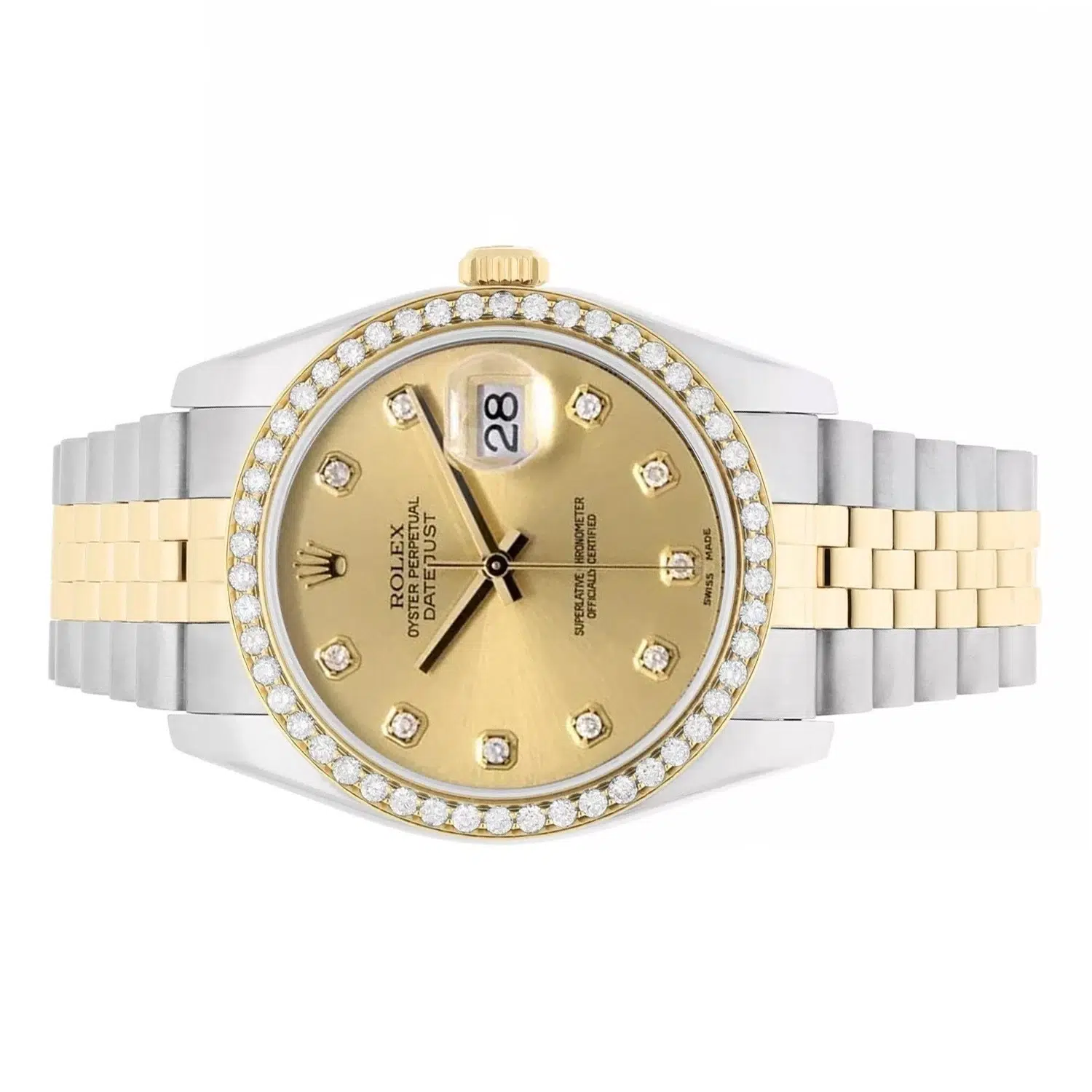 Rolex Datejust 36 116233 Champagne Diamond Dial Diamond Bezel Two Tone Watch - Image 3