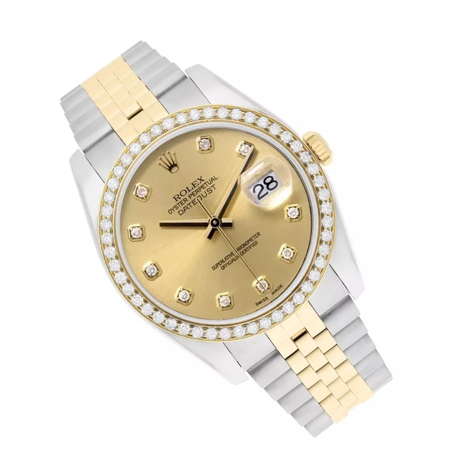 Rolex Datejust 36 116233 Champagne Diamond Dial Diamond Bezel Two Tone Watch - Image 2