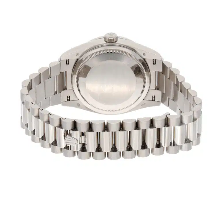 Rolex Day-Date 128349RBR-0010 36mm White Gold Diamond Bezel Blue Diamond Dial Watch – image 8