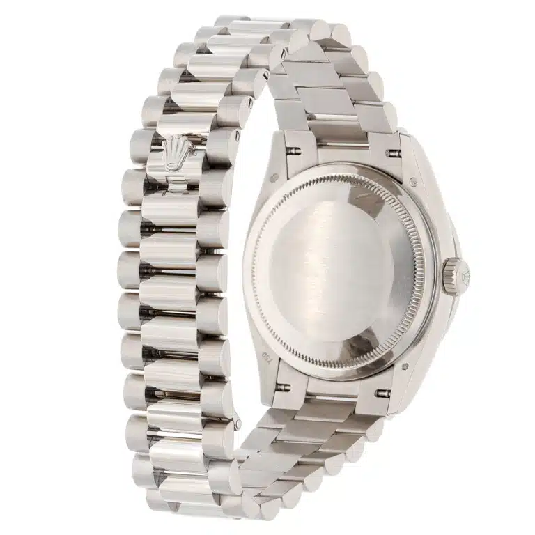 Rolex Day-Date 128349RBR-0010 36mm White Gold Diamond Bezel Blue Diamond Dial Watch – image 9