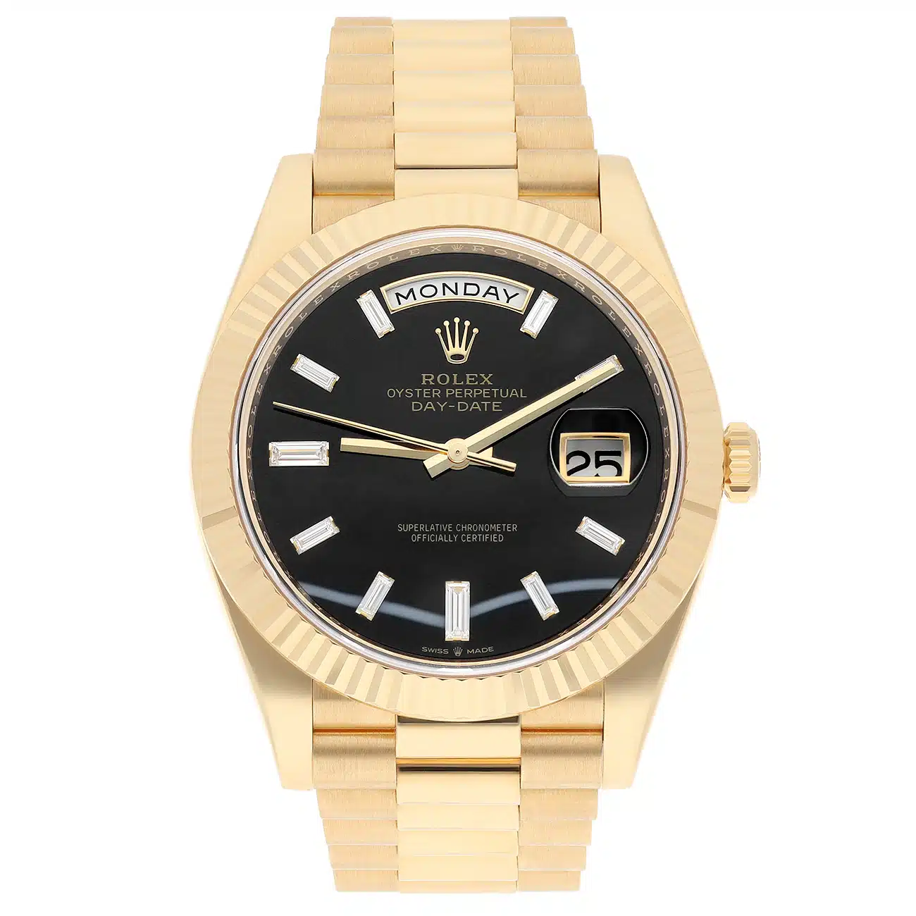 Rolex Day-Date 40 228238-0059 Fluted Bezel Onyx Dial President Bracelet Yellow Gold 2023 – image 5