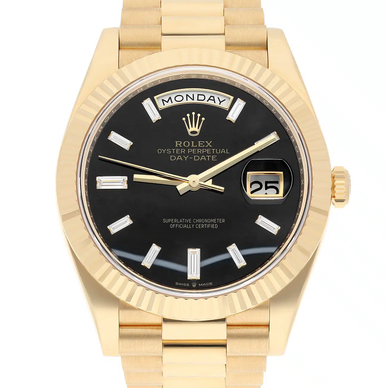 Rolex Day-Date 40 228238-0059 Fluted Bezel Onyx Dial President Bracelet Yellow Gold 2023 – image 2