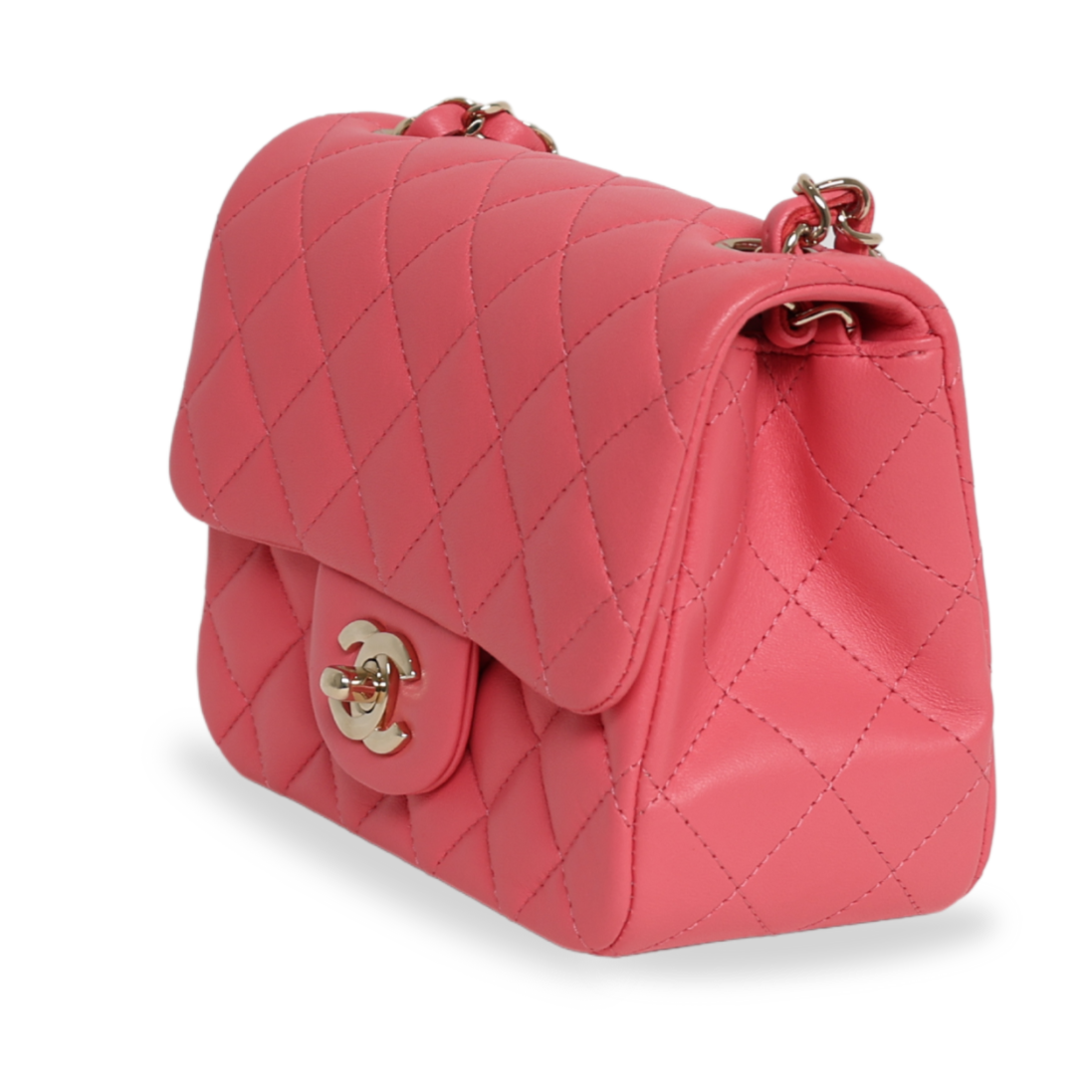 Chanel - Lambskin Quilted Mini Square Flap Pink (Pre-Owned)