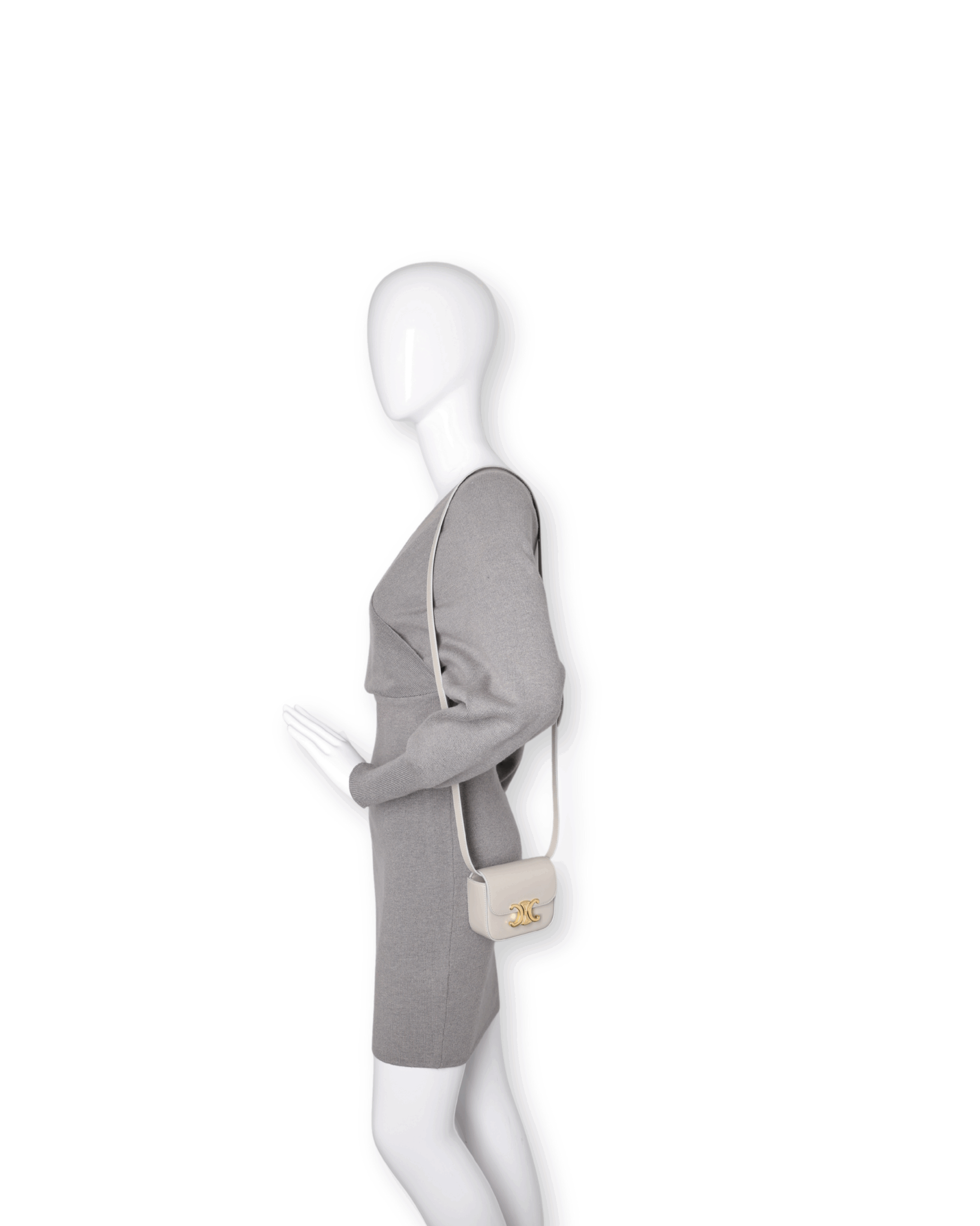 Celine - Calfskin Mini Triomphe Chalk (Pre-Owned) - Image 7