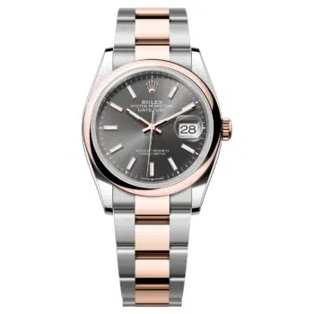 Rolex Datejust 126201-0014 Rose Gold/Steel Dark Rhodium Index Dial, Domed Bezel Oyster