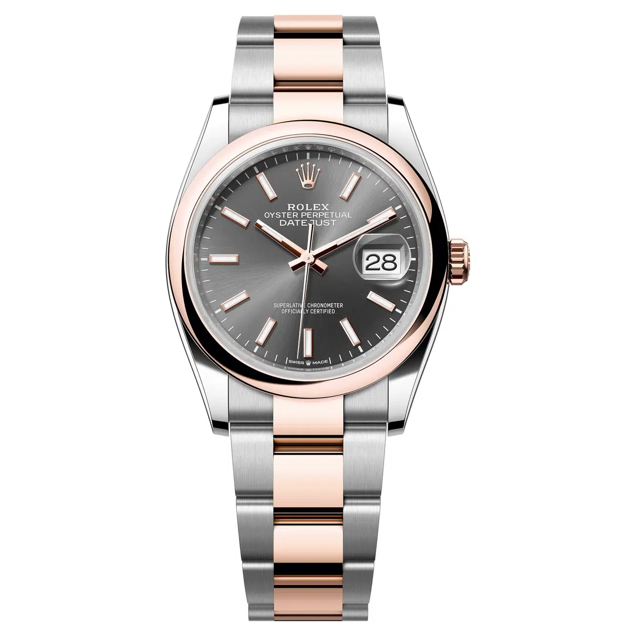 Rolex Datejust 126201-0014 Rose Gold/Steel Dark Rhodium Index Dial, Domed Bezel Oyster