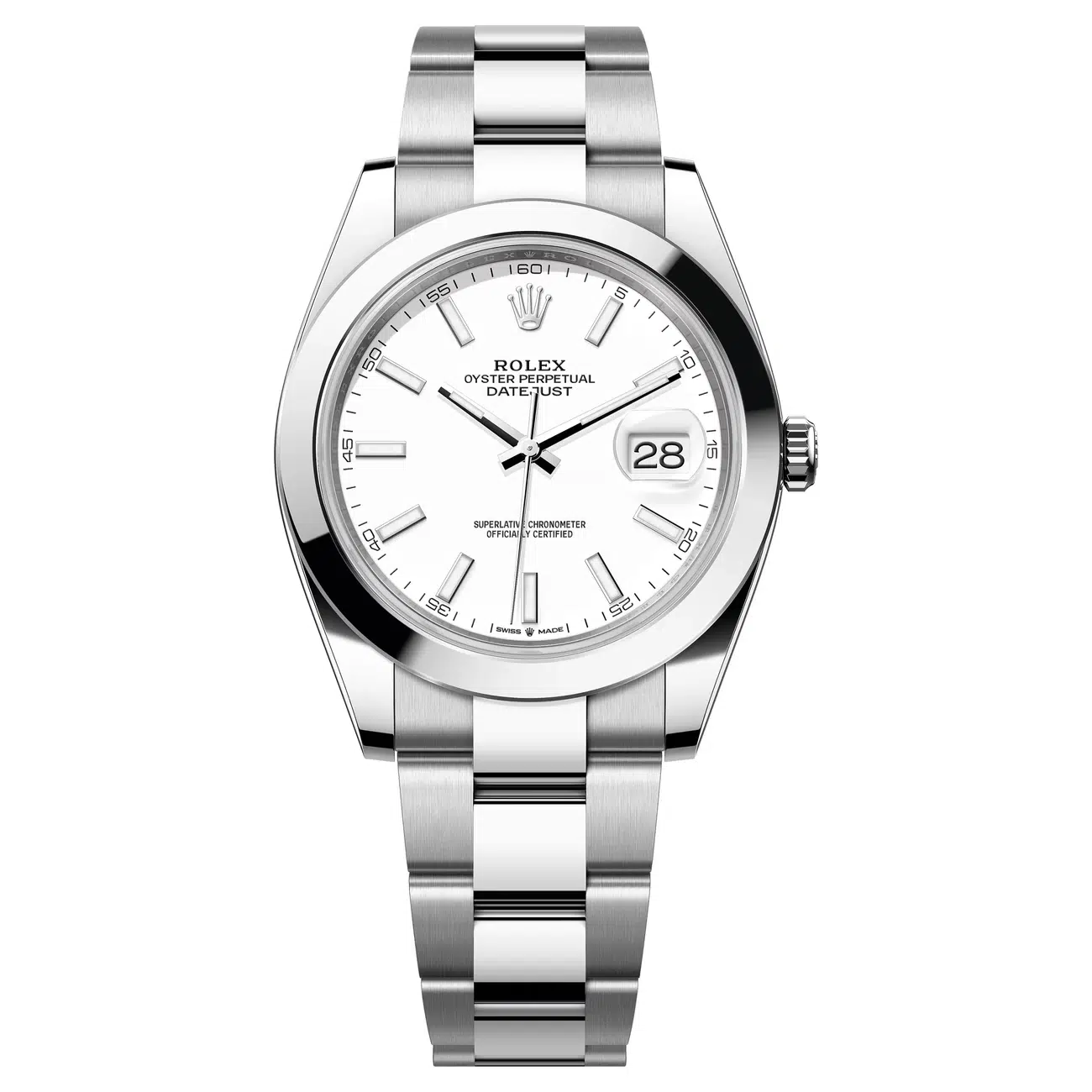 rolex-126300-0005 Rolex Datejust 126300-0005 White Index Dial Oyster Bracelet Stainless Steel