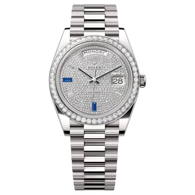 Rolex Day-Date 228349RBR-0036 40mm Diamond Paved Dial President Bracelet 18 kt White Gold