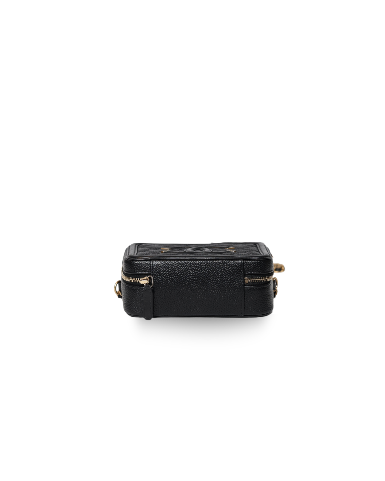 Chanel - Filigree Vanity Case Black Quilted Caviar Small