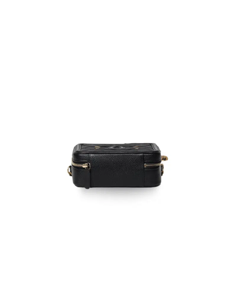 Chanel - Filigree Vanity Case Black Quilted Caviar Small – image 5