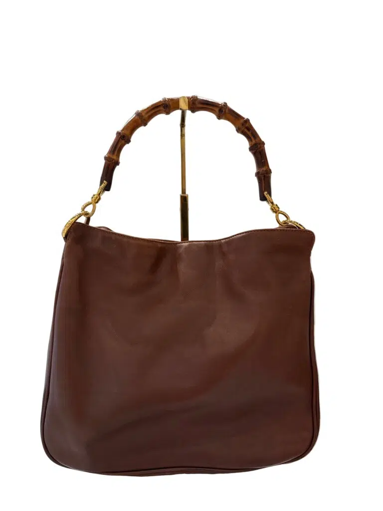 Gucci Brown Leather Tote with Bamboo Handle