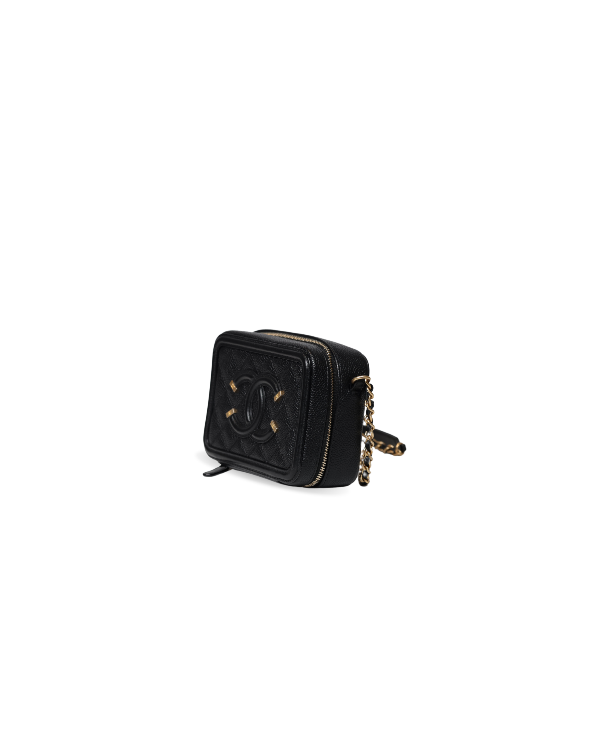 Chanel - Filigree Vanity Case Black Quilted Caviar Small - Watch