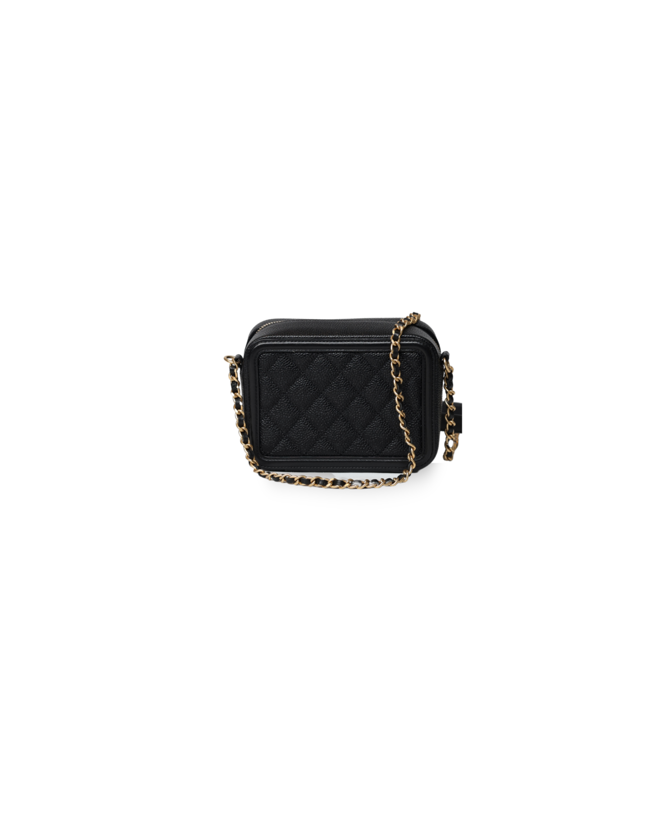 Chanel - Filigree Vanity Case Black Quilted Caviar Small