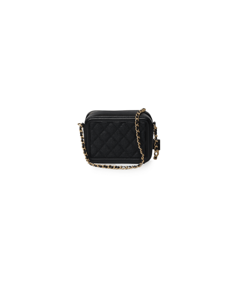 Chanel - Filigree Vanity Case Black Quilted Caviar Small - Image 4