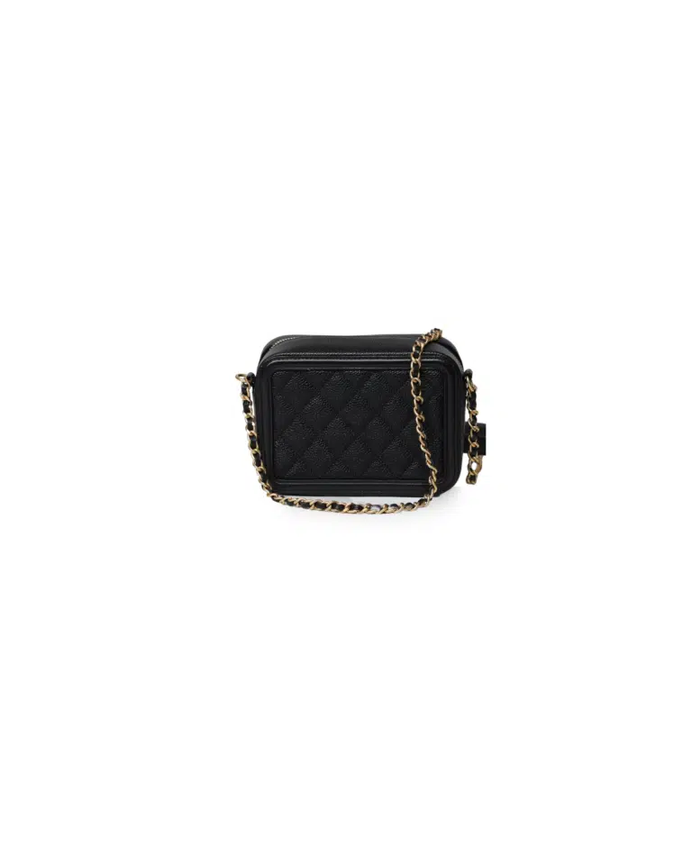 Chanel - Filigree Vanity Case Black Quilted Caviar Small – image 4