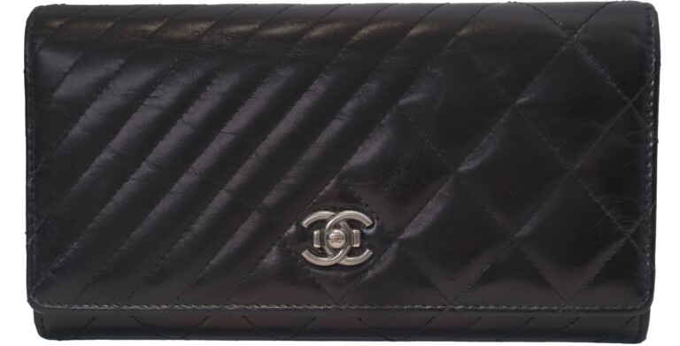 Chanel Black Quilted Leather Wallet