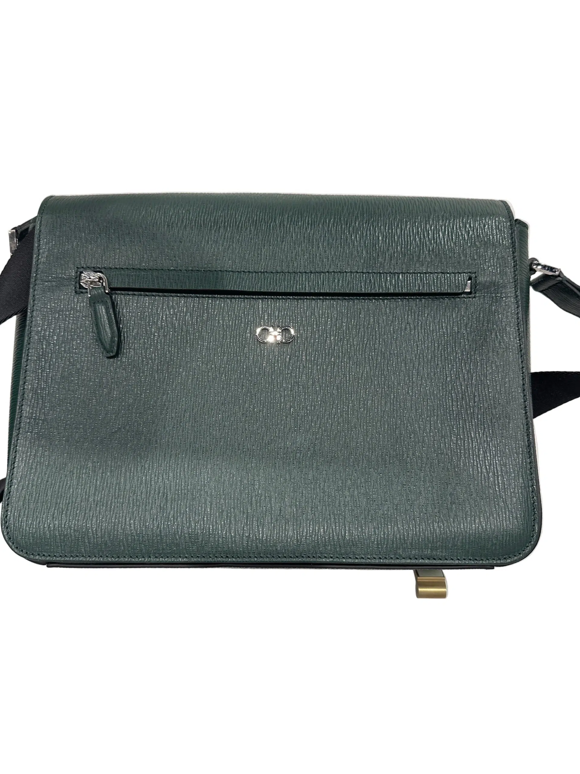 Salvatore Ferragamo Gancini Leather Messenger Bag