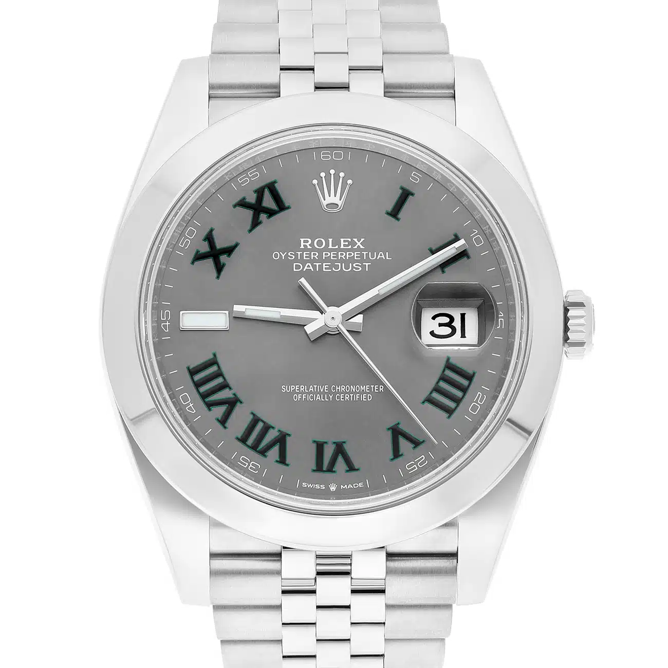Rolex Datejust 126234-0045 Domed Bezel Wimbledon Roman Dial Stainless Steel Jubilee Watch – image 2