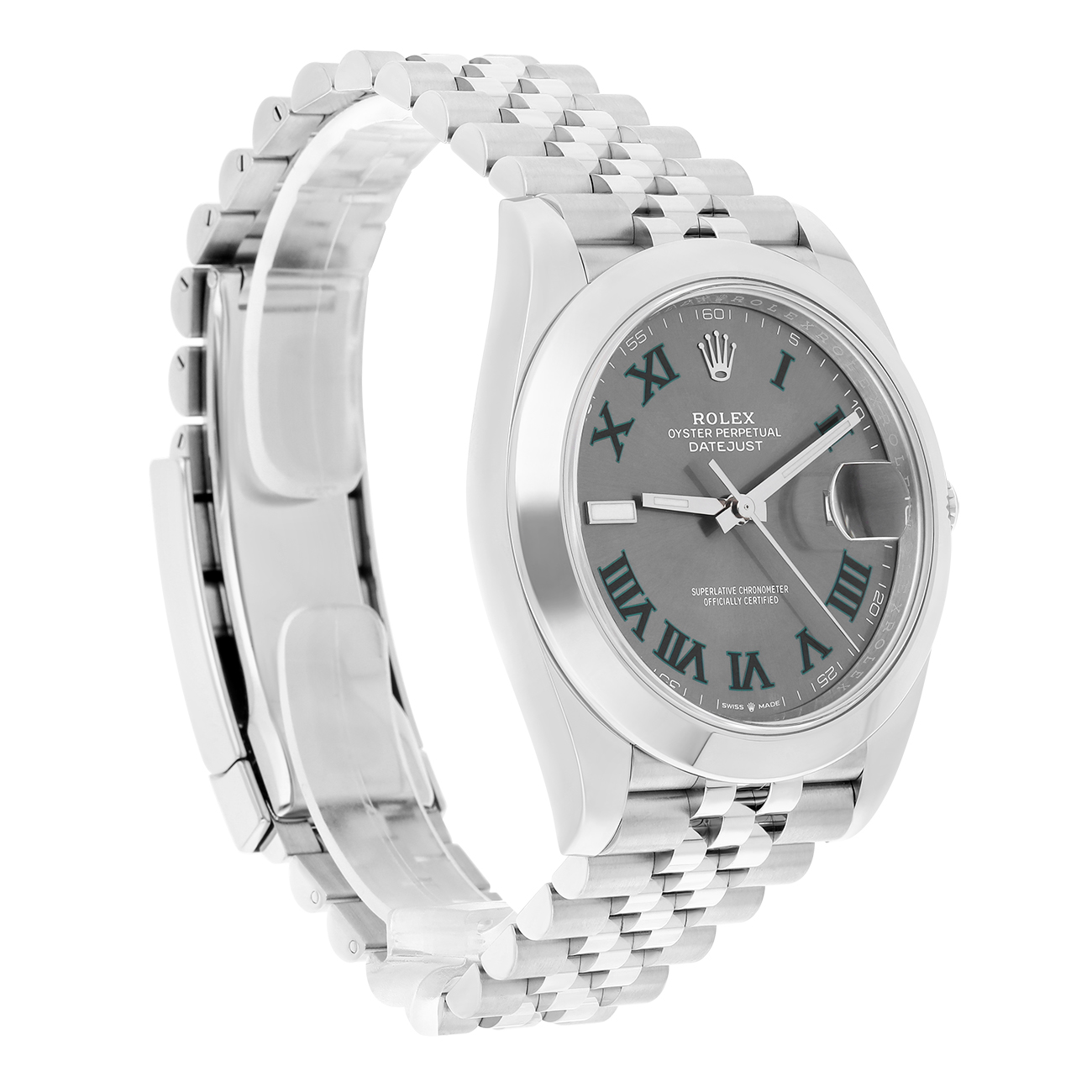 Rolex Datejust 126234-0045 Domed Bezel Wimbledon Roman Dial Stainless Steel Jubilee Watch