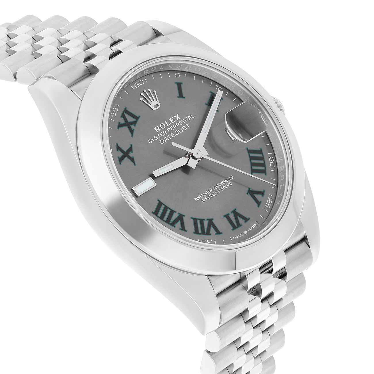 Rolex Datejust 126234-0045 Domed Bezel Wimbledon Roman Dial Stainless Steel Jubilee Watch