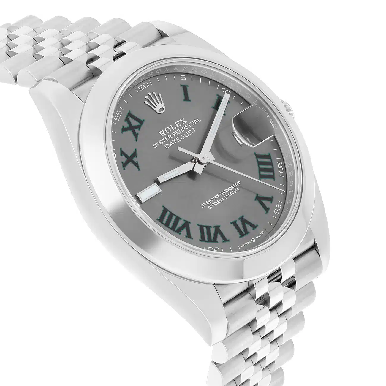 Rolex Datejust 126234-0045 Domed Bezel Wimbledon Roman Dial Stainless Steel Jubilee Watch – image 4