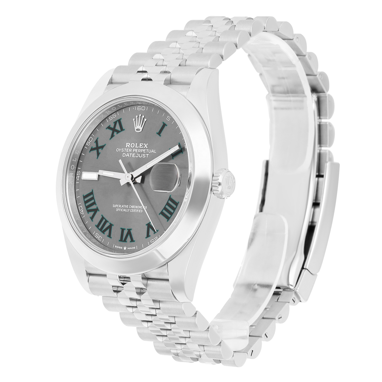 Rolex Datejust 126234-0045 Domed Bezel Wimbledon Roman Dial Stainless Steel Jubilee Watch