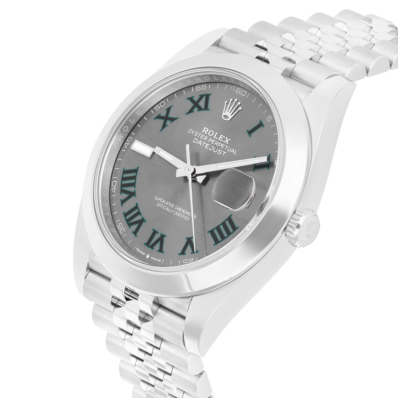 Rolex Datejust 126234-0045 Domed Bezel Wimbledon Roman Dial Stainless Steel Jubilee Watch