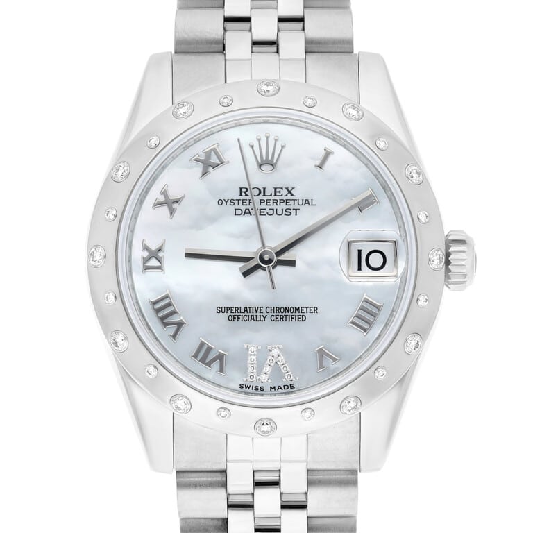 Rolex Ladies Datejust 178344 mrj 31mm Silver Dial Scattered Diamond Bezel Jubilee Band – alternate view