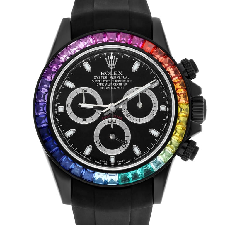 Rolex Cosmograph Daytona 116523 Black PVD/DLC Coated Black Dial and Rainbow Bezel Oysterflex band Watch – alternate view