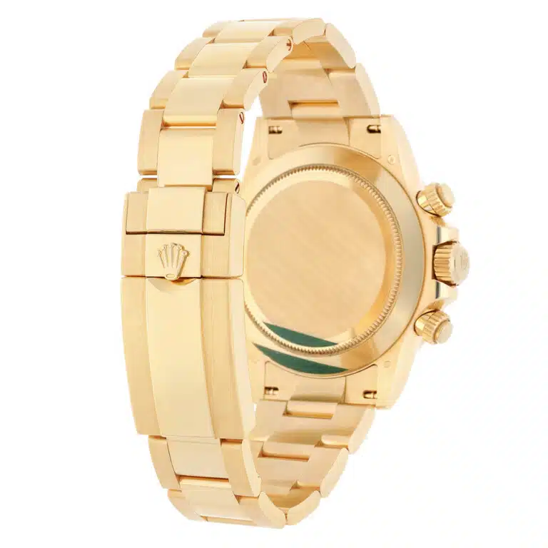 Rolex Cosmograph Daytona 116568BR 40mm Green Dial Baguette Diamond Bezel Oyster Yellow Gold Watch – image 8