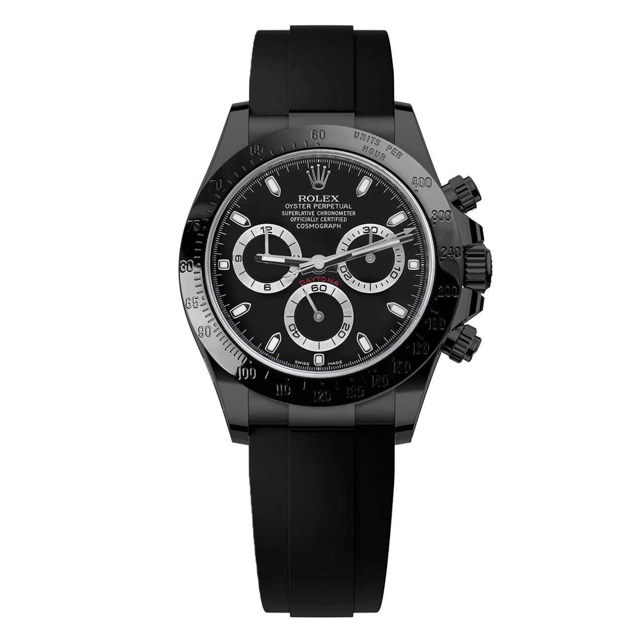 Rolex Daytona 116523 Black Dial Black Oysterflex Strap PVD/DLC Coated Watch