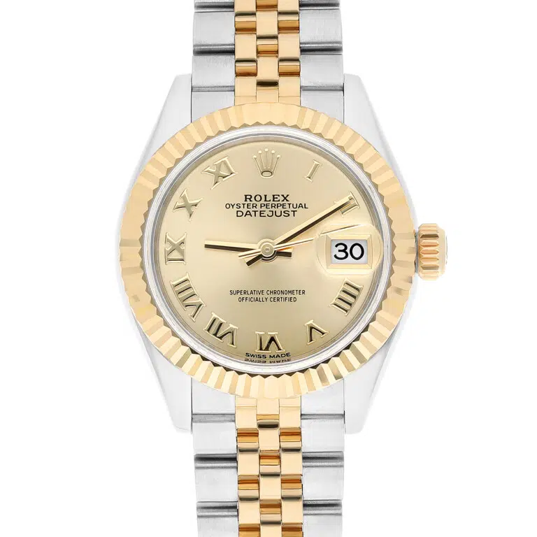 Rolex Datejust 28 279173-0009 Fluted Bezel Champagne Roman Dial Jubilee Bracelet Steel/Yellow Gold – image 3