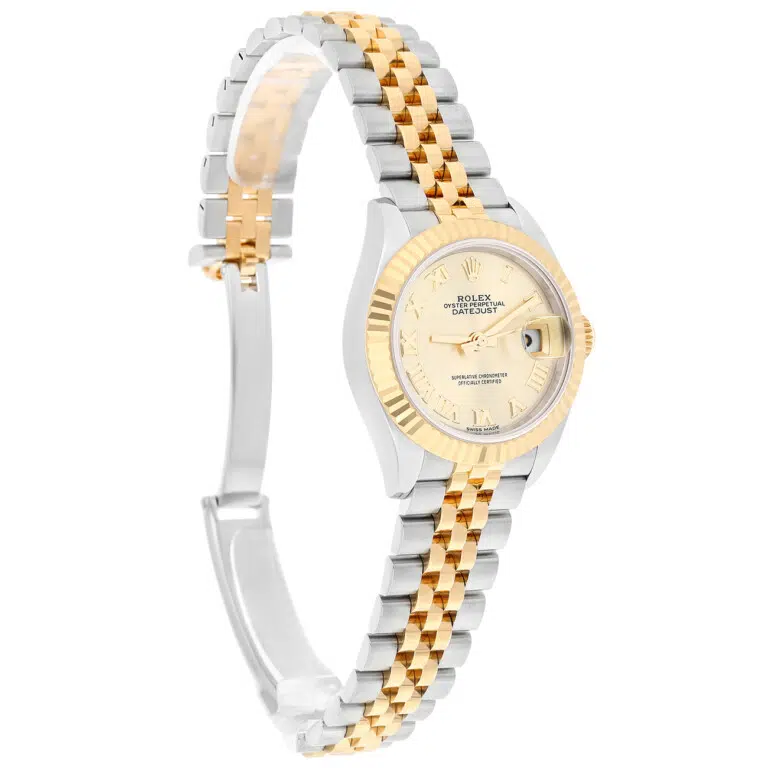 Rolex Datejust 28 279173-0009 Fluted Bezel Champagne Roman Dial Jubilee Bracelet Steel/Yellow Gold – image 4