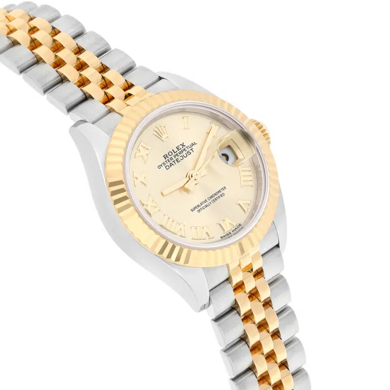 Rolex Datejust 28 279173-0009 Fluted Bezel Champagne Roman Dial Jubilee Bracelet Steel/Yellow Gold – image 5