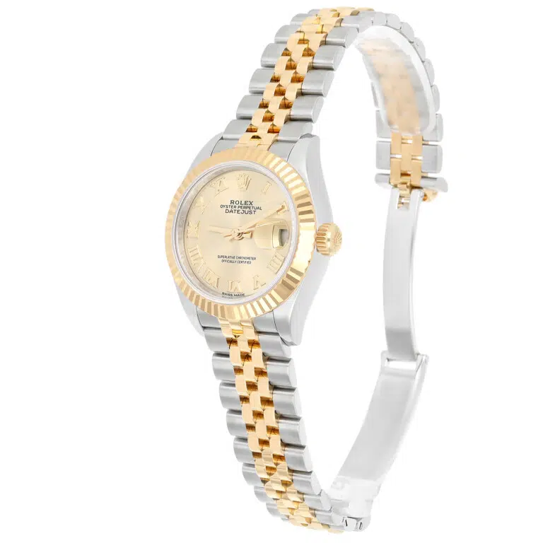 Rolex Datejust 28 279173-0009 Fluted Bezel Champagne Roman Dial Jubilee Bracelet Steel/Yellow Gold – image 6