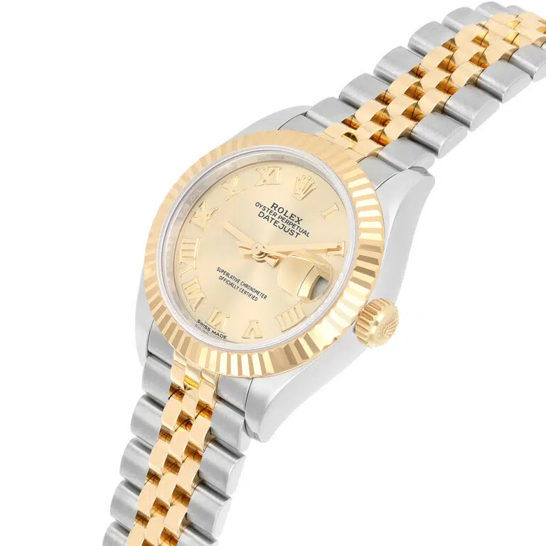 Rolex Datejust 28 279173-0009 Fluted Bezel Champagne Roman Dial Jubilee Bracelet Steel/Yellow Gold – image 7