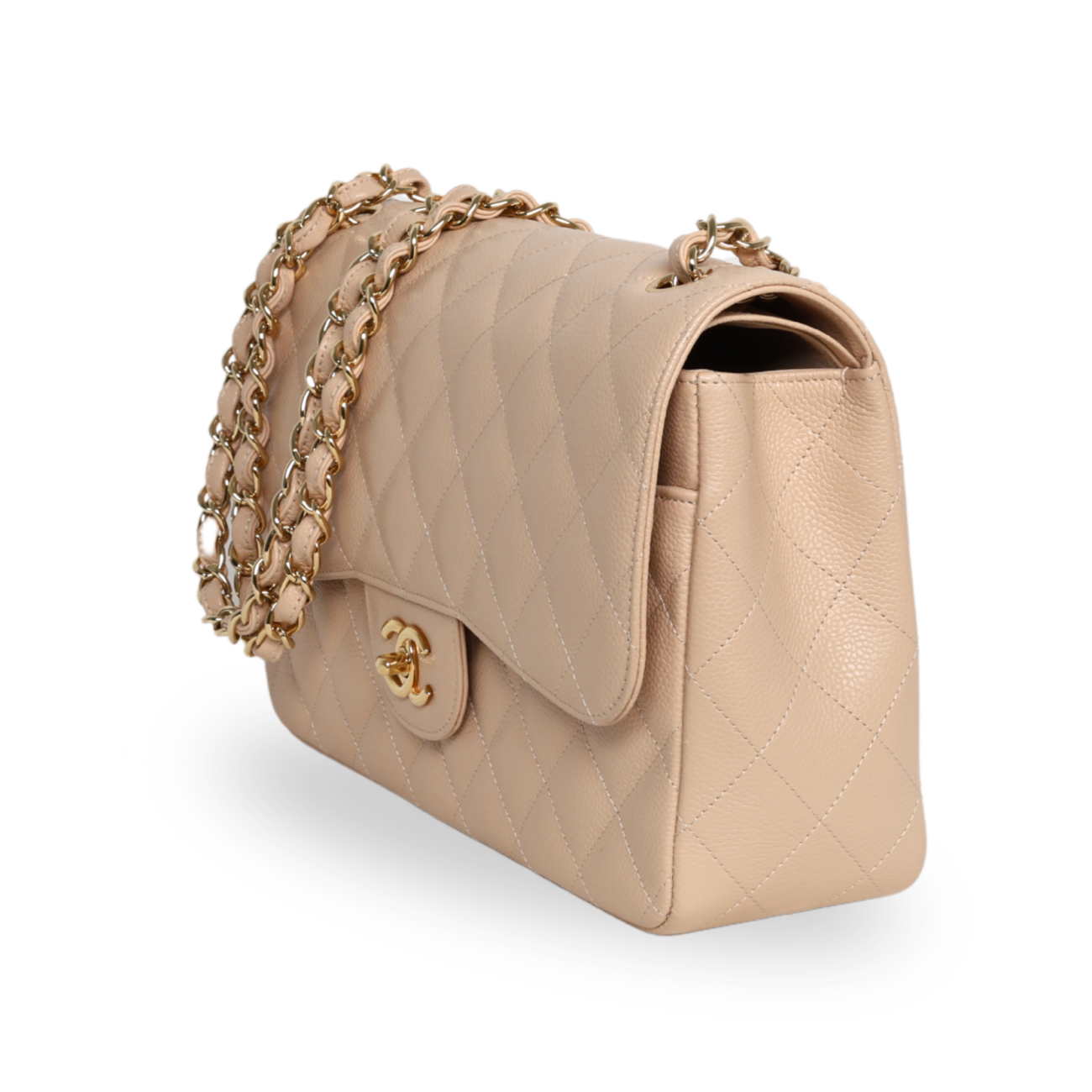 Chanel - Caviar Quilted Jumbo Double Flap Beige Clair