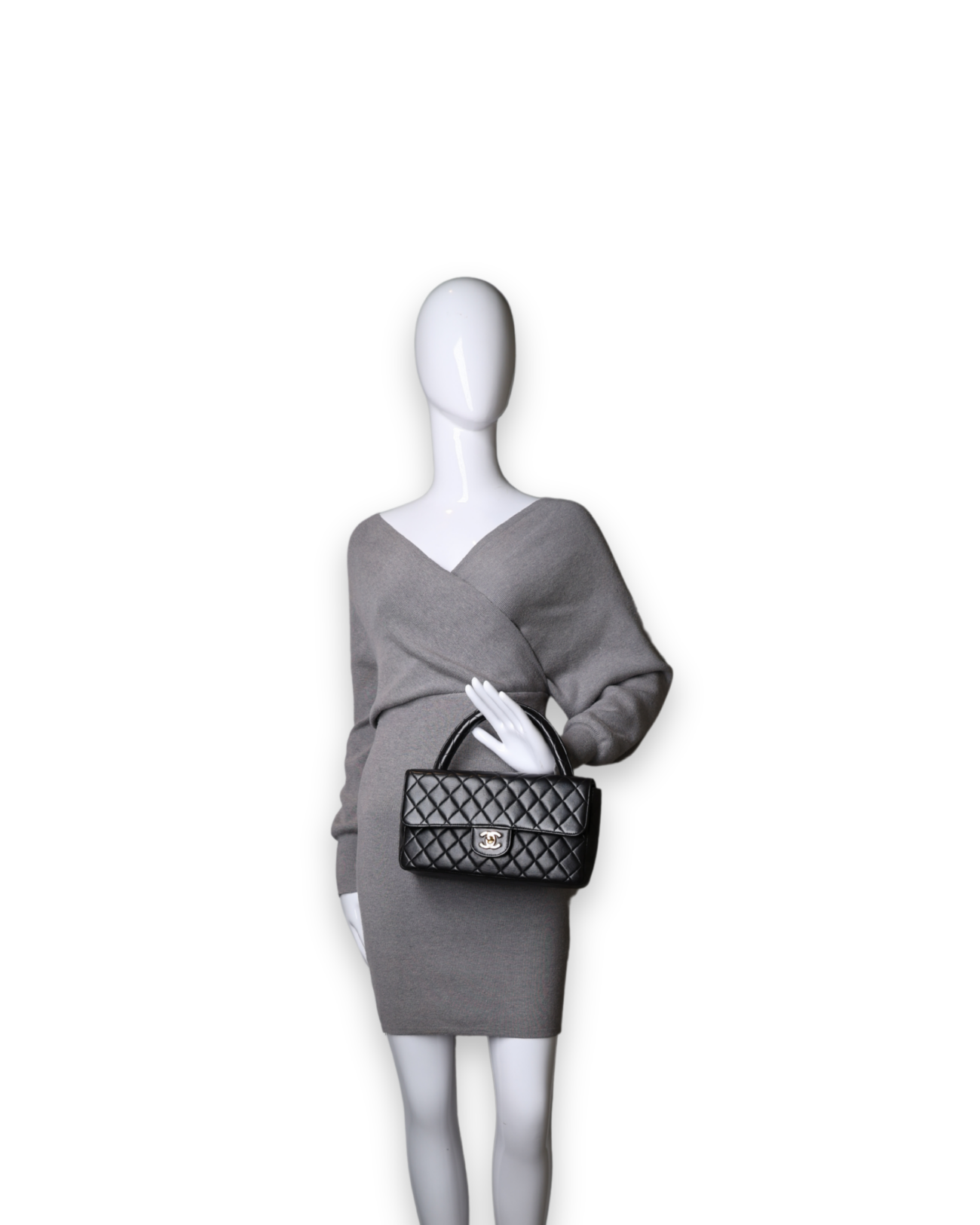 Chanel Vintage Twin Top Handbag in Lambskin