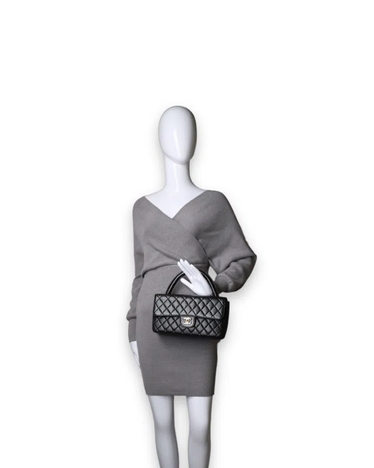 Chanel Vintage Twin Top Handbag in Lambskin – image 2