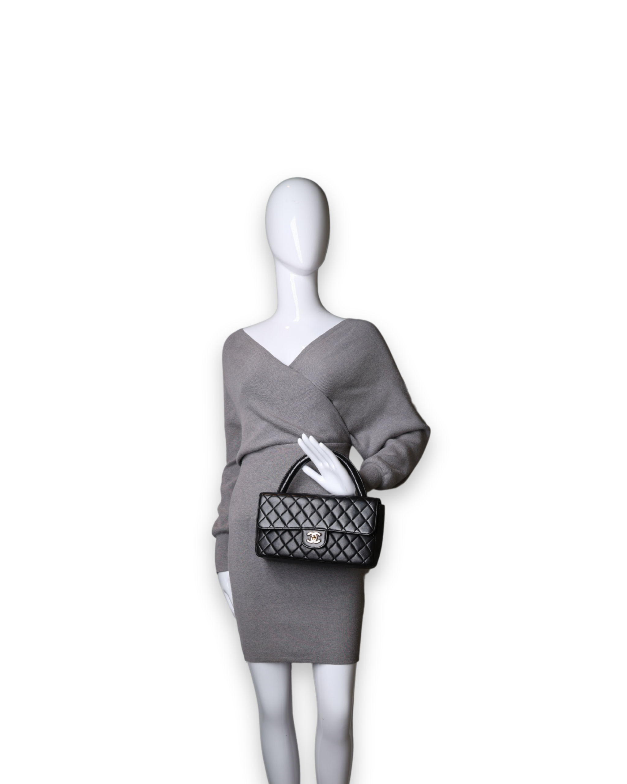 Chanel Vintage Twin Top Handbag in Lambskin - Image 2