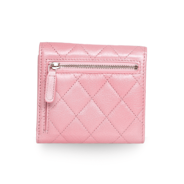 Chanel - Iridescent Caviar Flap Quilted Card Holder Wallet Pink (Pre-Owned) - Image 2