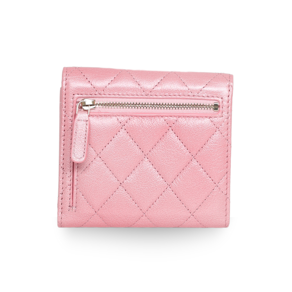 Chanel - Iridescent Caviar Flap Quilted Card Holder Wallet Pink (Pre-Owned)