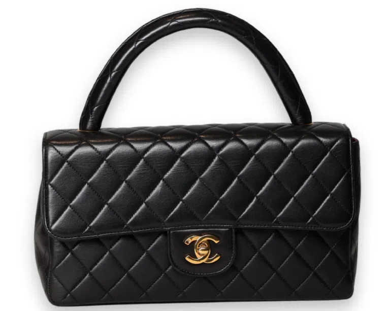Chanel Vintage Twin Top Handbag in Lambskin