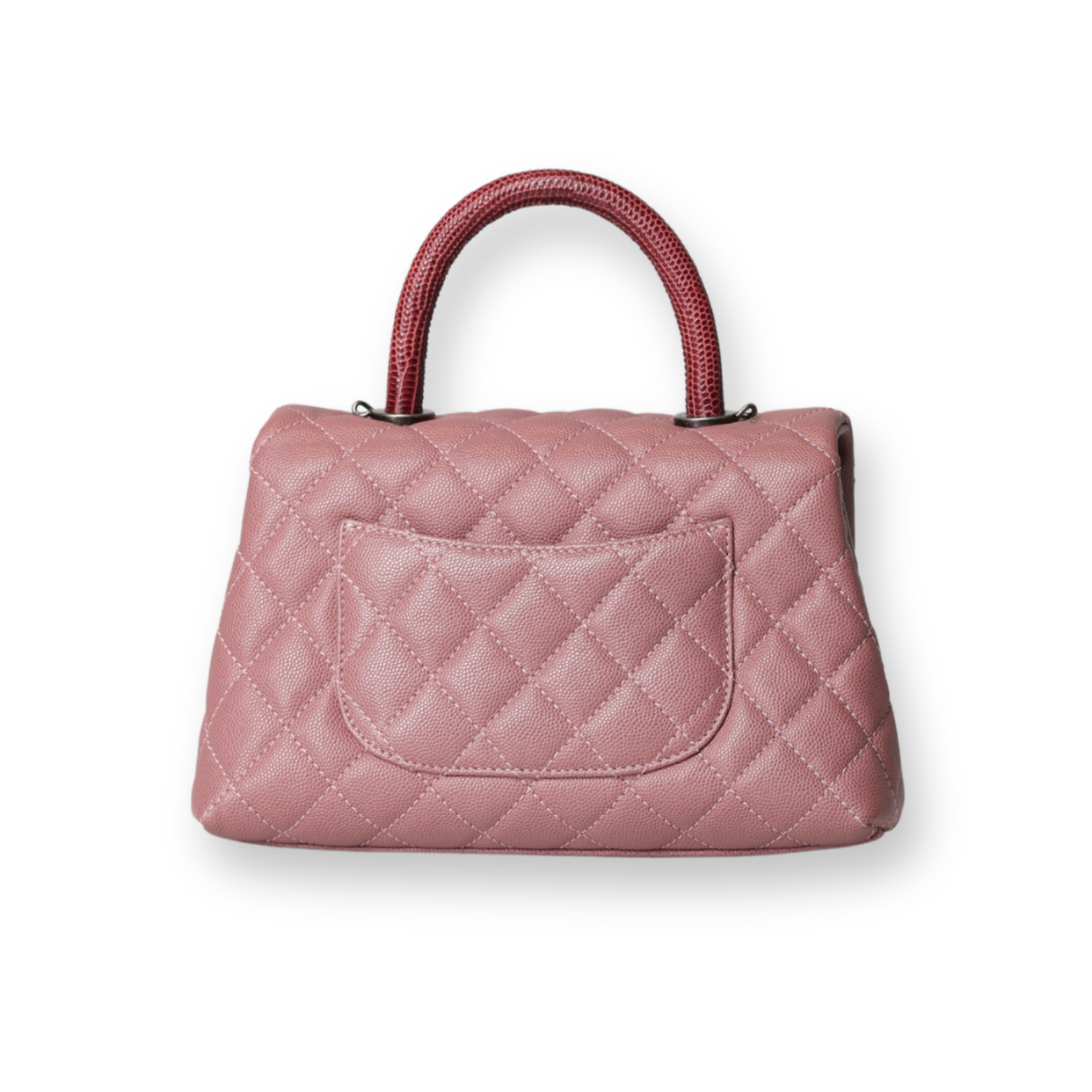 Chanel - Coco Handle Small Flap Bag Pink Caviar Leather/Lizard Top Handle (Pre-Owned)