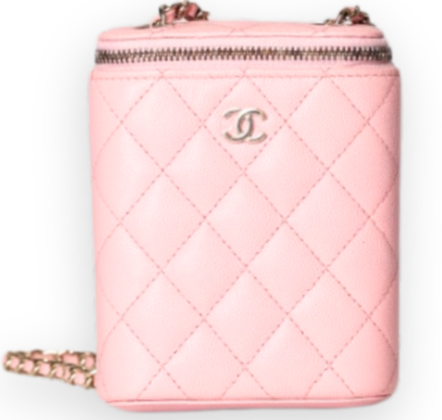 Chanel - Sakura Pink Caviar Vertical Vanity Bag with Chain