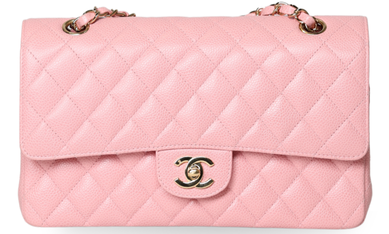 Chanel - Classic Medium Double Flap Pink Caviar Leather Bag