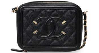 Chanel - Filigree Vanity Case Black Quilted Caviar Small