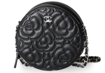 Chanel - Camellia Embossed Coin Purse Black Lambskin Silver Hardware (Pre-Owned)